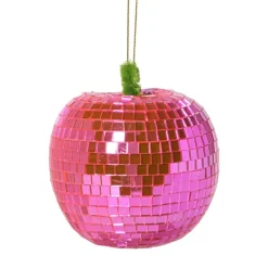Xenos Kersthangers|Kerstballen-Kersthanger disco appel - paars - 9.5x7.8x7.8 cm