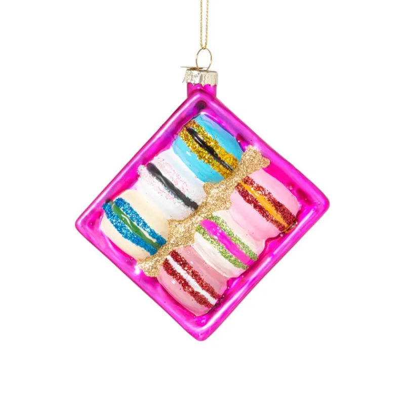Xenos Kersthangers|Kerstballen-Kersthanger doosje macarons - multikleur - 3.6x11.5x7.8 cm