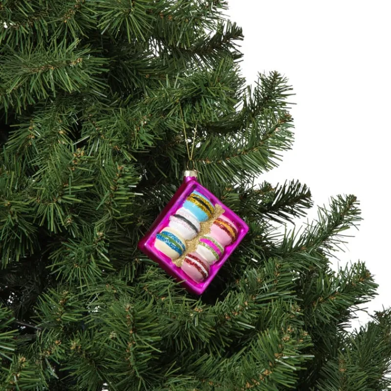Xenos Kersthangers|Kerstballen-Kersthanger doosje macarons - multikleur - 3.6x11.5x7.8 cm