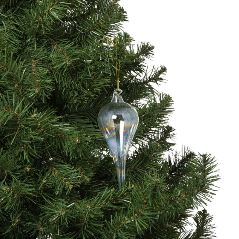 Xenos Kersthangers|Kerstballen-Kersthanger druppel - blauw - ø6x15 cm