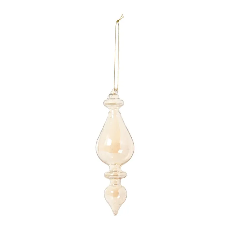 Xenos Kersthangers|Kerstballen-Kersthanger druppel - goudkleurig - ø5.8x18 cm