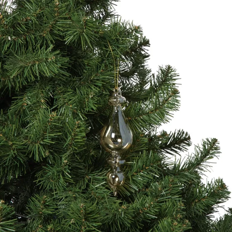 Xenos Kersthangers|Kerstballen-Kersthanger druppel - goudkleurig - ø5.8x18 cm