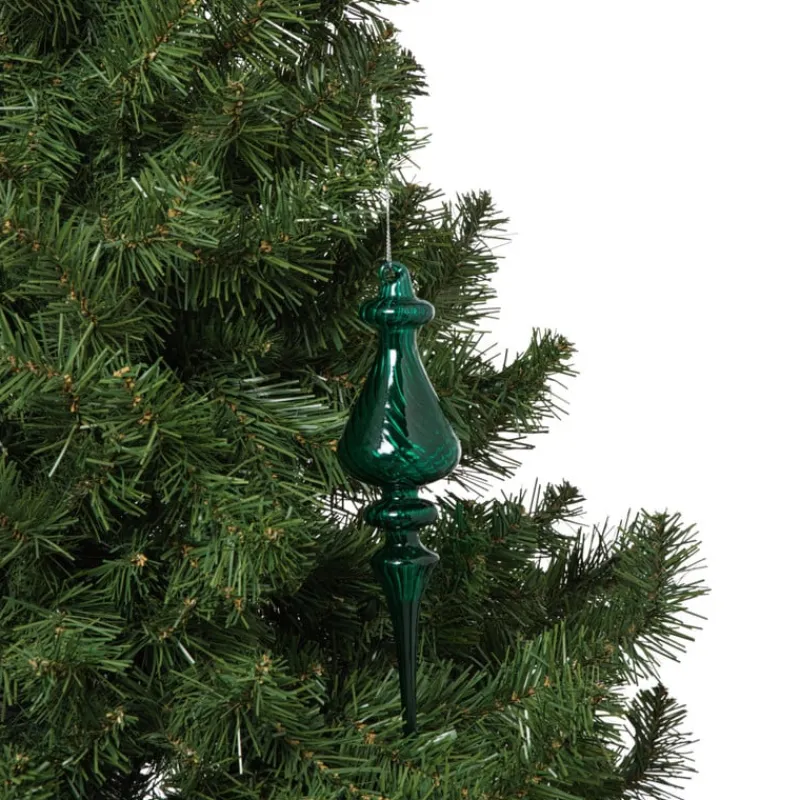 Xenos Kersthangers|Kerstballen-Kersthanger druppel - groen - ø6x23 cm