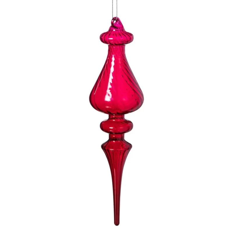 Xenos Kersthangers|Kerstballen-Kersthanger druppel - paars - ø6x23 cm