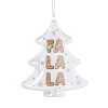 Xenos Kersthangers|Kerstballen-Kersthanger fa la la - transparant - 10.5x10.5x3.5 cm