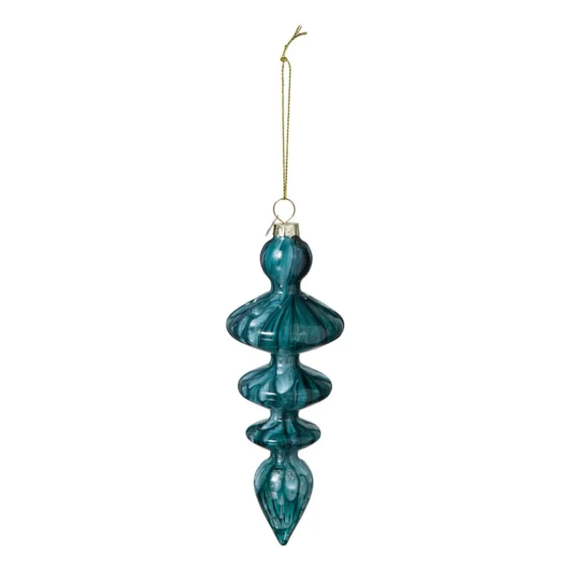 Xenos Kersthangers|Kerstballen-Kersthanger glas pegel - groen - ø5.5x15 cm