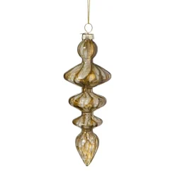 Xenos Kersthangers|Kerstballen-Kersthanger glas pegel - olijfgroen - ø5.5x15 cm