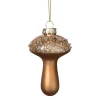 Xenos Kersthangers|Kerstballen-Kersthanger glitter paddenstoel - bruin - ø6x9 cm