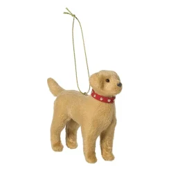 Xenos Kersthangers|Kerstballen-Kersthanger golden retriever met sjaal - bruin- 12x10.2x5 cm