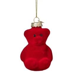 Xenos Kersthangers|Kerstballen-Kersthanger gummybeer velvet - rood - 8x5.6x4.6 cm