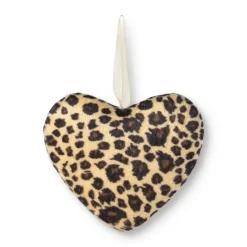Xenos Kersthangers|Kerstballen-Kersthanger hart luipaard - bruin - 12x12 cm