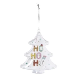 Xenos Kerstcadeaus|Kersthangers-Kersthanger ho ho ho - transparant - 10x8.8x7 cm