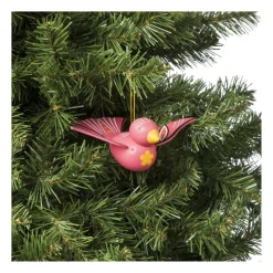Xenos Kersthangers|Kerstballen-Kersthanger houten vogel - diverse varianten - 6x16x12 cm