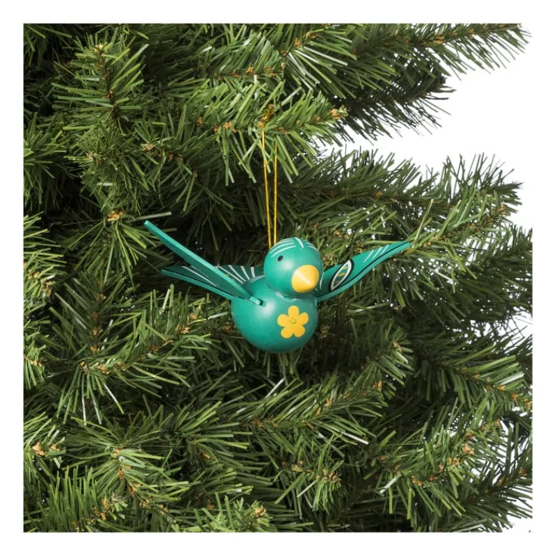 Xenos Kersthangers|Kerstballen-Kersthanger houten vogel - diverse varianten - 6x16x12 cm