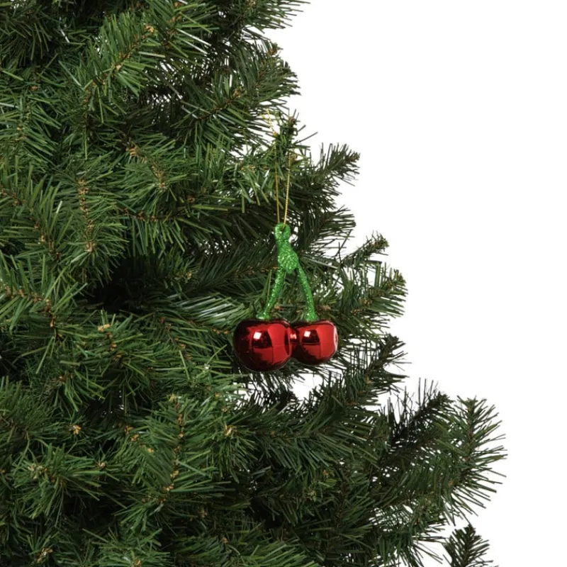 Xenos Kersthangers|Kerstballen-Kersthanger kersen - groen/rood - 9x6.5x3.8 cm