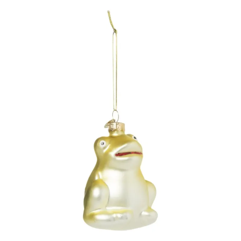 Xenos Kersthangers|Kerstballen-Kersthanger kikker - glas - 8x6.4x5.6 cm