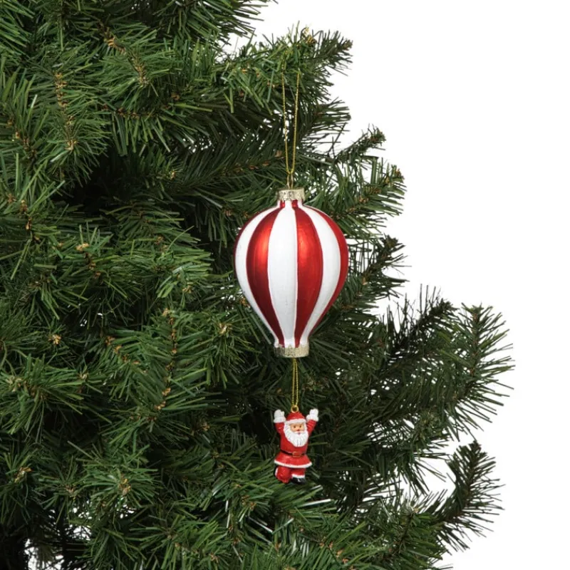 Xenos Kersthangers|Kerstballen-Kersthanger luchtballon met kerstman - diverse varianten - ø7.5x16.5 cm