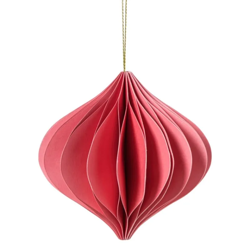 Xenos Kersthangers|Kerstballen-Kersthanger papier - roze - ø10 cm