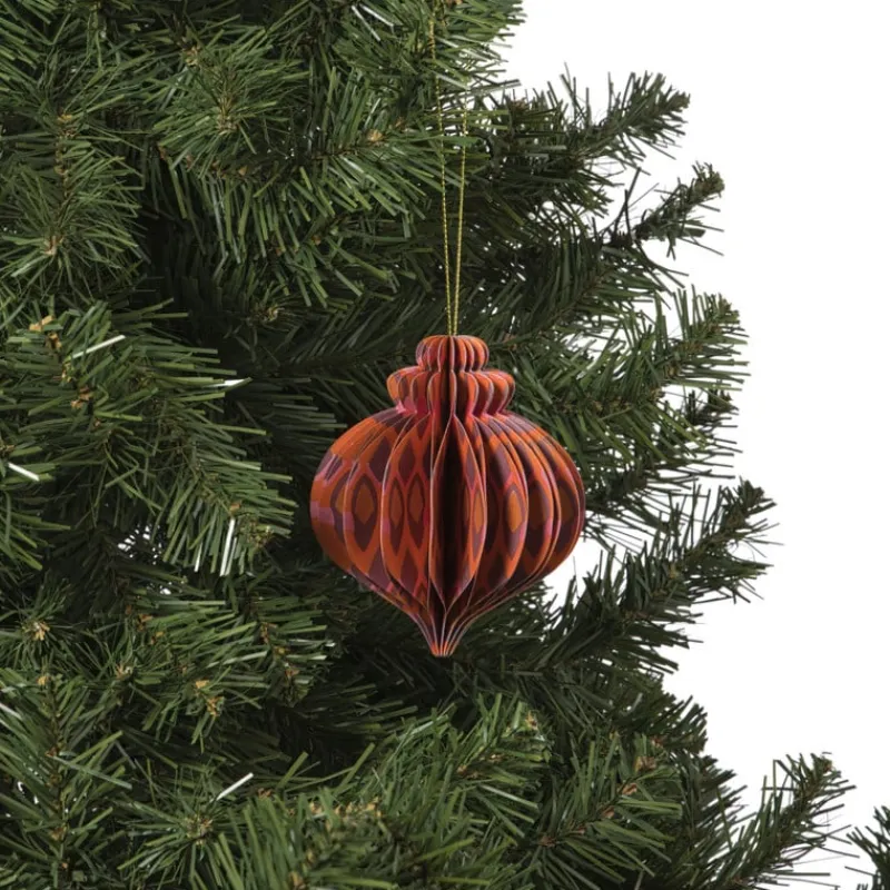 Xenos Kersthangers|Kerstballen-Kersthanger papier - roze - ø10 cm