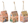 Xenos Kersthangers|Kerstballen-Kersthanger papieren huisjes - set van 3