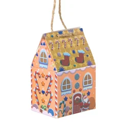 Xenos Kersthangers|Kerstballen-Kersthanger papieren huisjes - set van 3