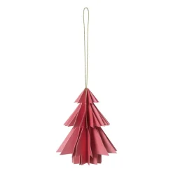 Xenos Kersthangers|Kerstballen-Kersthanger papieren kerstboom - roze - ø8x10 cm