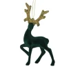 Xenos Kersthangers|Kerstballen-Kersthanger rendier staand - goudkleurig/zwart - 10x16 cm