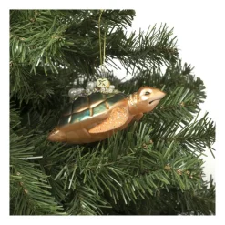 Xenos Kersthangers|Kerstballen-Kersthanger schildpad - glas - 4x9.4x9 cm