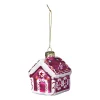 Xenos Kersthangers|Kerstballen-Kersthanger snoephuisje - roze - 8x6.5x6.5 cm