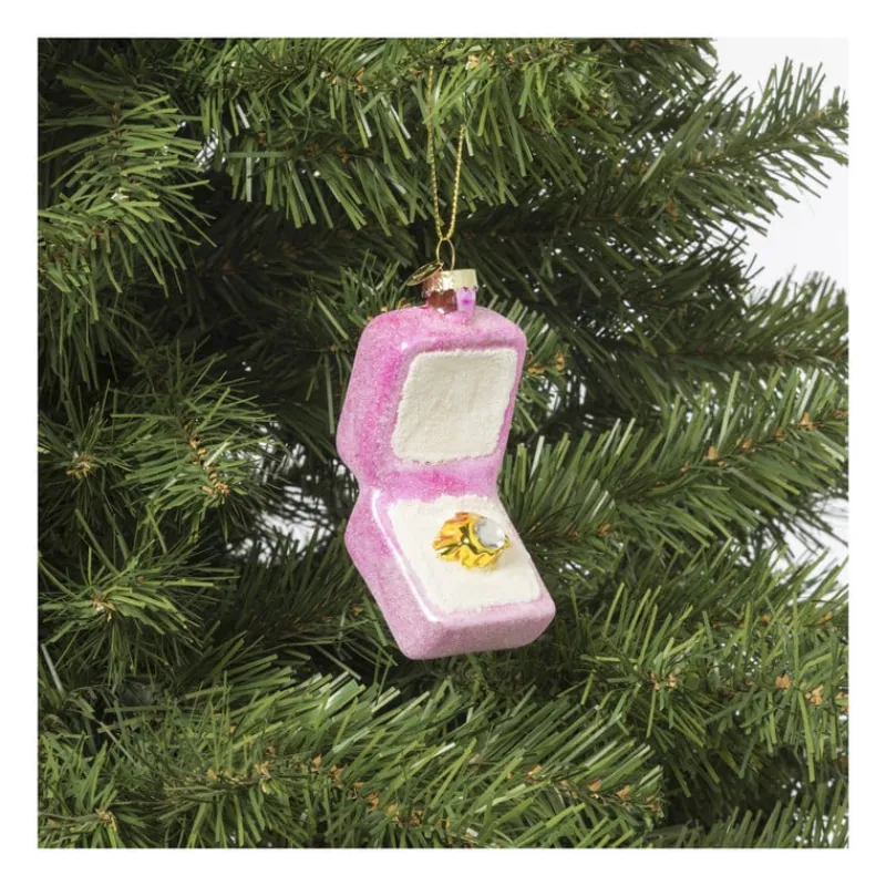 Xenos Kersthangers|Kerstballen-Kersthanger verlovingsring - glas - 10.3x5x4 cm