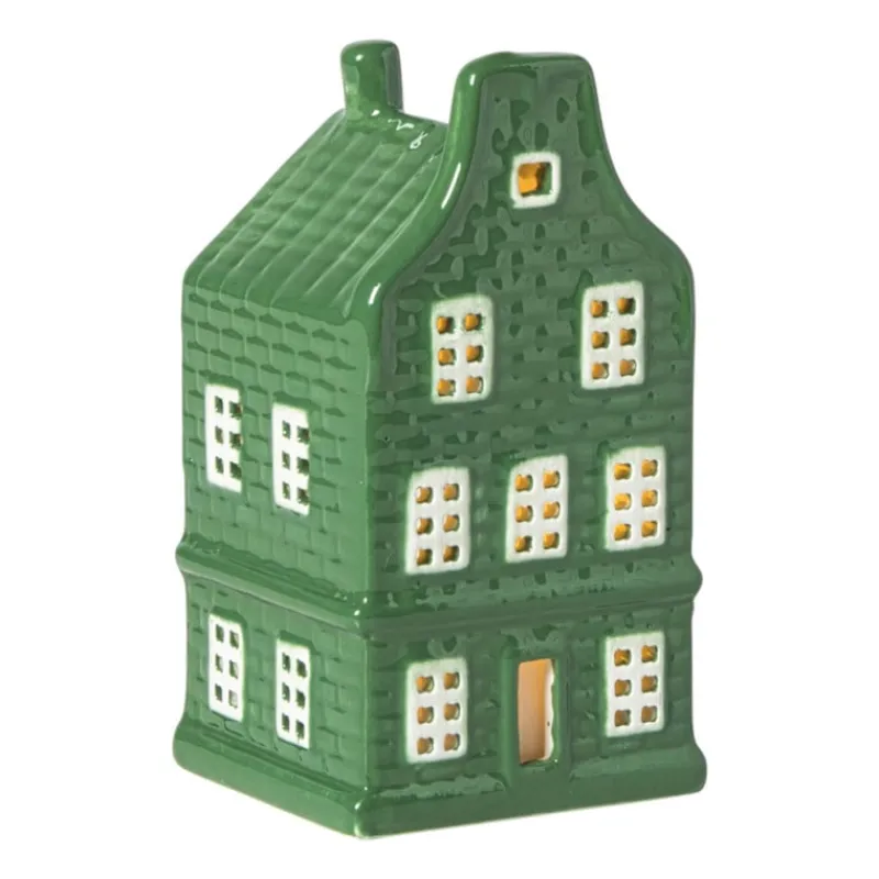 Xenos Kerstfiguren|Kersthuisjes-Kersthuisje - groen - 11x5.5x5.5 cm