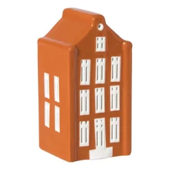 Xenos Kerstfiguren|Kersthuisjes-Kersthuisje - oranje - 11x5.5x5.5 cm