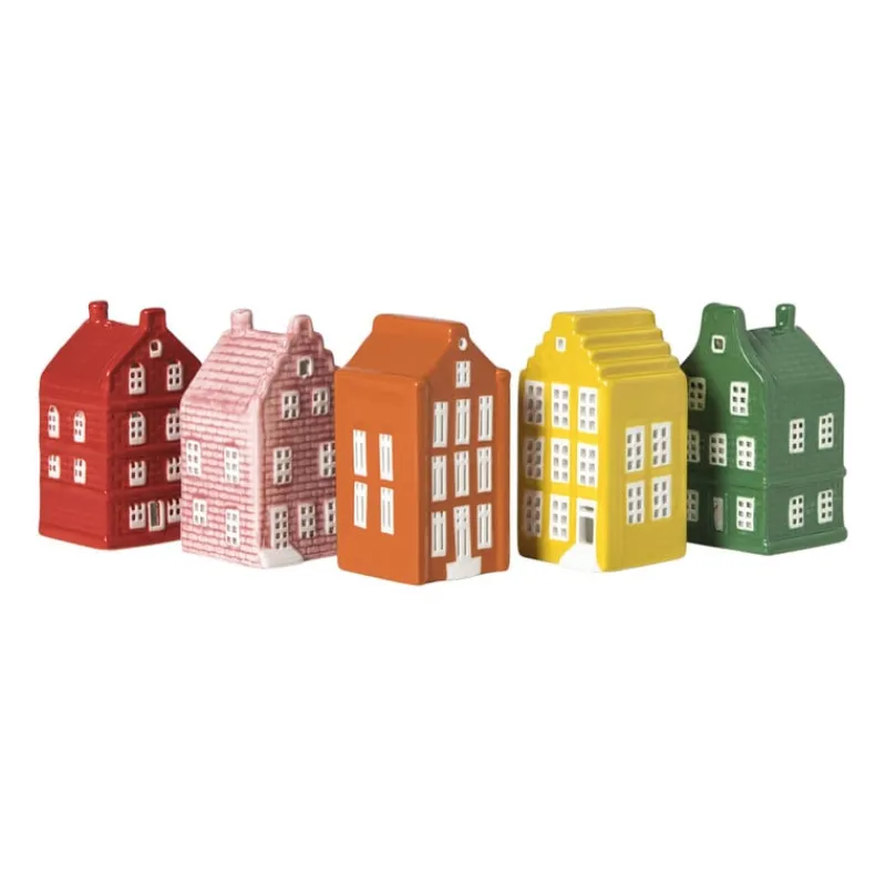 Xenos Kerstfiguren|Kersthuisjes-Kersthuisje - oranje - 11x5.5x5.5 cm