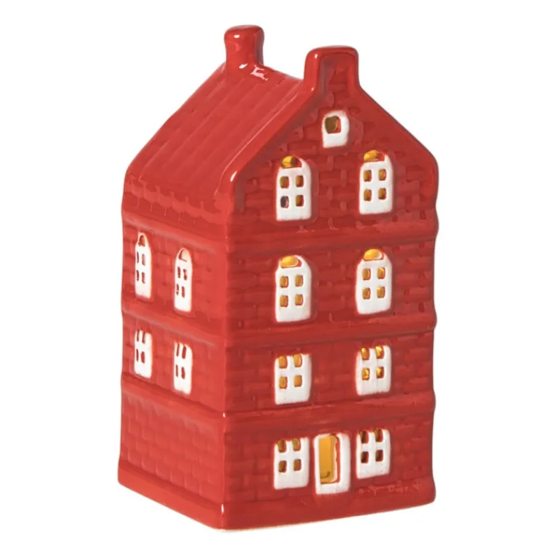 Xenos Kerstfiguren|Kersthuisjes-Kersthuisje - rood - 11x5.5x5.5 cm