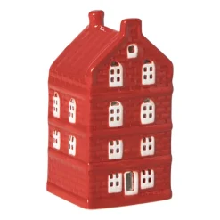 Xenos Kerstfiguren|Kersthuisjes-Kersthuisje - rood - 11x5.5x5.5 cm