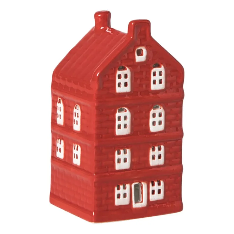 Xenos Kerstfiguren|Kersthuisjes-Kersthuisje - rood - 11x5.5x5.5 cm