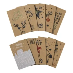 Xenos Kerst Knutselen-Kerstkaarten box kraft - set van 10
