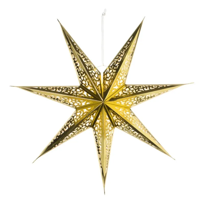 Xenos Kerstfiguren-Kerstster papier - goudkleurig - 60 cm