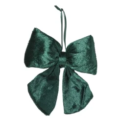 Xenos Kersthangers-Kerststrik velvet klein - groen - 12x13 cm