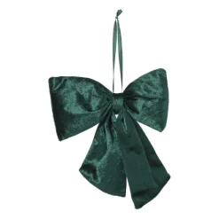 Xenos Kersthangers-Kerststrik velvet medium - groen - 19x24 cm