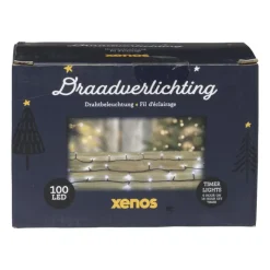 Xenos Kerstverlichting|Kerstboom Verlichting-Kerstverlichting LED - klassiek wit - 100 lampjes - 7.5 meter