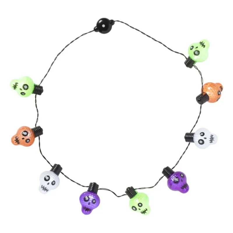 Xenos Verkleedaccessoires-Ketting met lichtjes - skelet - ø44 cm