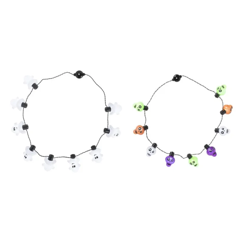 Xenos Verkleedaccessoires-Ketting met lichtjes - spookjes - ø44 cm