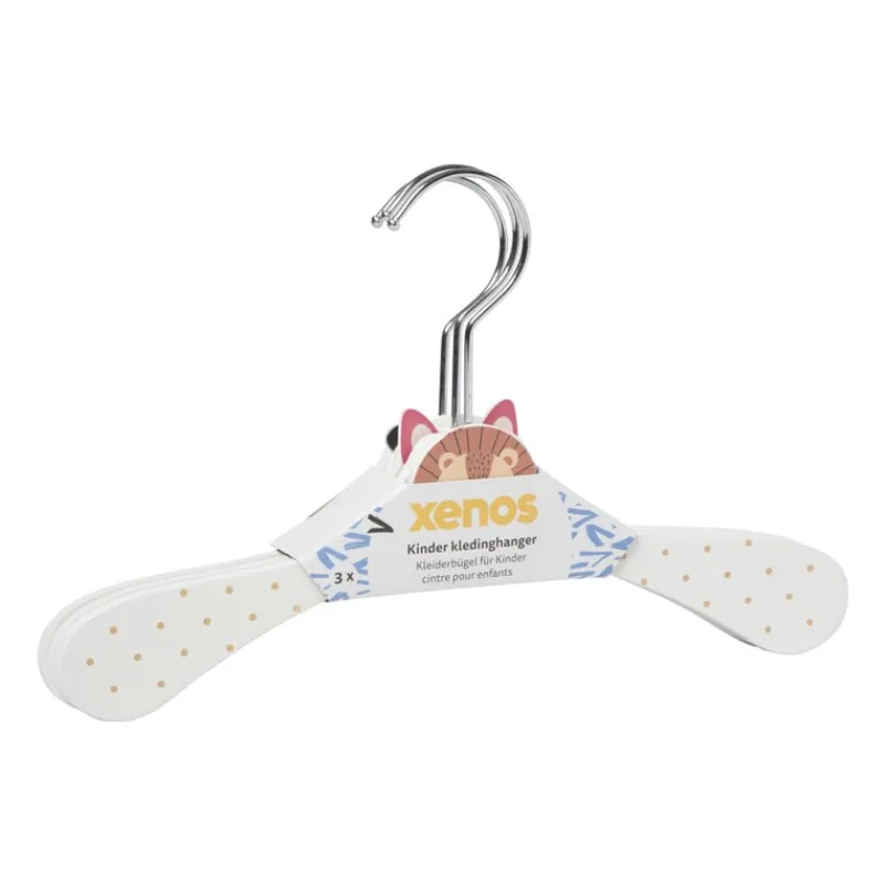 Xenos Kledinghangers-Kinder kledinghanger dieren - wit - set van 3