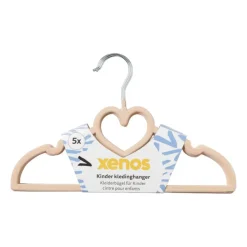 Xenos Kledinghangers-Kinder kledinghanger hart - vilt - beige - set van 5