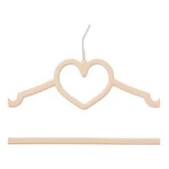 Xenos Kledinghangers-Kinder kledinghanger hart - vilt - beige - set van 5