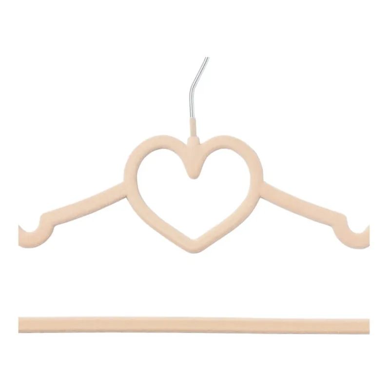 Xenos Kledinghangers-Kinder kledinghanger hart - vilt - beige - set van 5