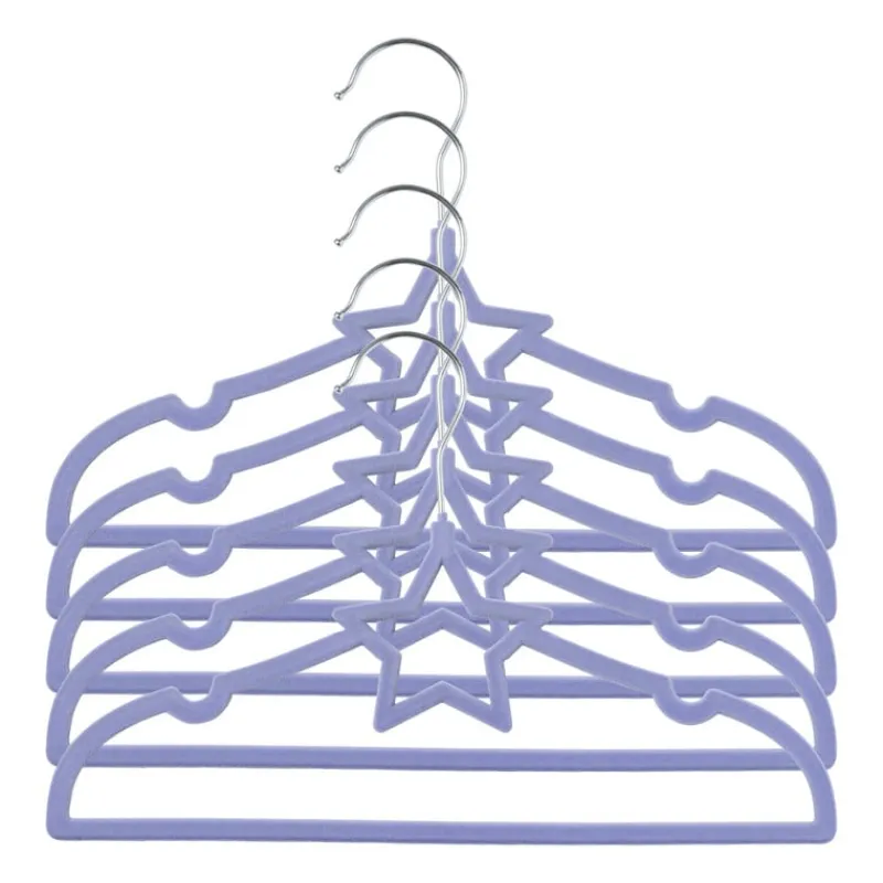 Xenos Kledinghangers-Kinder kledinghanger ster - vilt - paars - set van 5