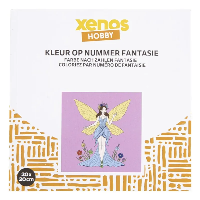 Xenos Kleurboeken|Kerstcadeaus-Kleurboek op nummer fantasiefiguren - 20x20 cm