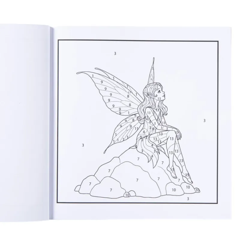 Xenos Kleurboeken|Kerstcadeaus-Kleurboek op nummer fantasiefiguren - 20x20 cm